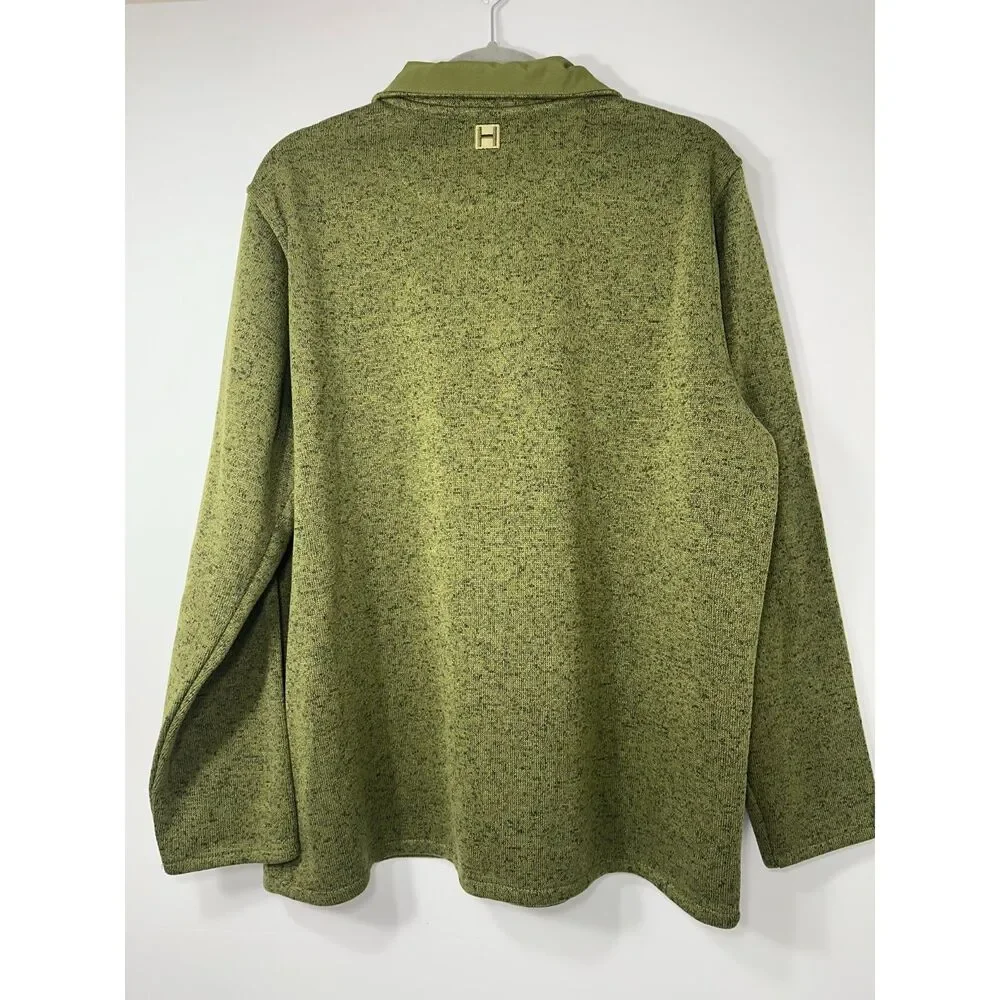 HEYBO Outdoors Mens M Green Fleece Pullover Snap Neck Hunting Fishing Sweater